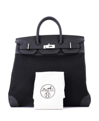 HAC 40 Handbag Toile and Black Togo with Palladium Hardware