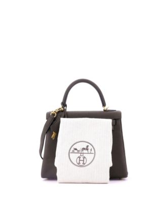 Kelly 25 Handbag Green Togo with Gold Hardware