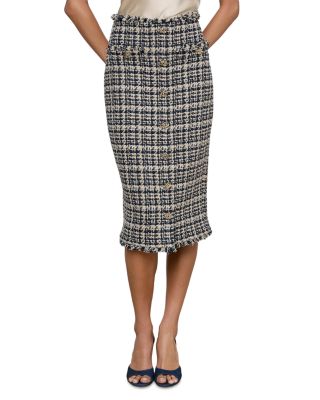Jia Crop Jacket & Tai Metallic Plaid Button Front Midi Skirt