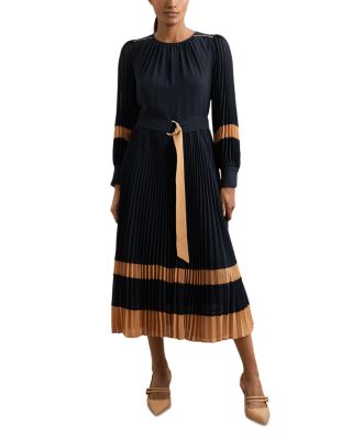 Tori Color Blocked Pleated Dress