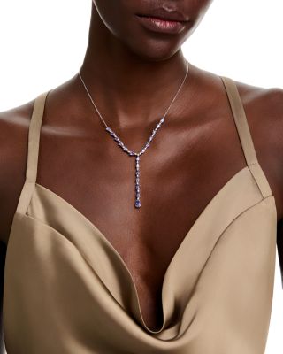 Tanzanite & Diamond Lariat Necklace in 14K White Gold