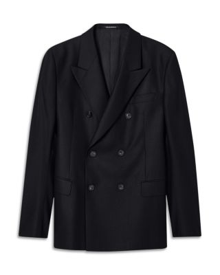 Slim Fit Double Breasted Wool Blazer