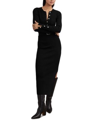 REISS Willow Button Knitted Midi Dress | Bloomingdale's Women
