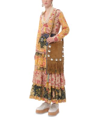 Nellc&ocirc;te VLogo Fringe Shoulder Tote Bag in Suede