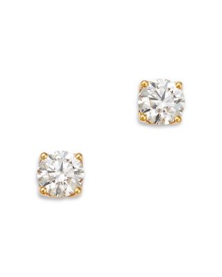 Certified Lab Grown Diamond Tulip Setting Stud Earrings in 18K Yellow Gold, 2.0 tcw