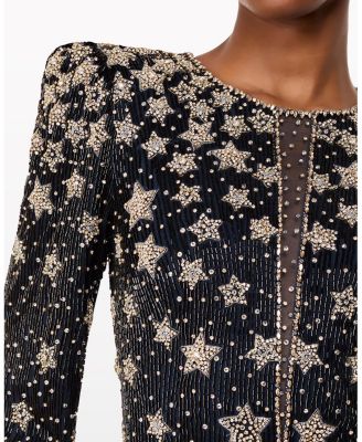 Madrigal Star-embellished Long-sleeve Maxi Dress