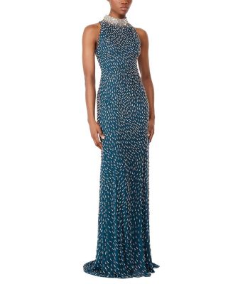 Sisley High-neck Embellished Maxi Dress