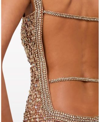 Lotus Sequin-embellished Open-back Maxi Dress