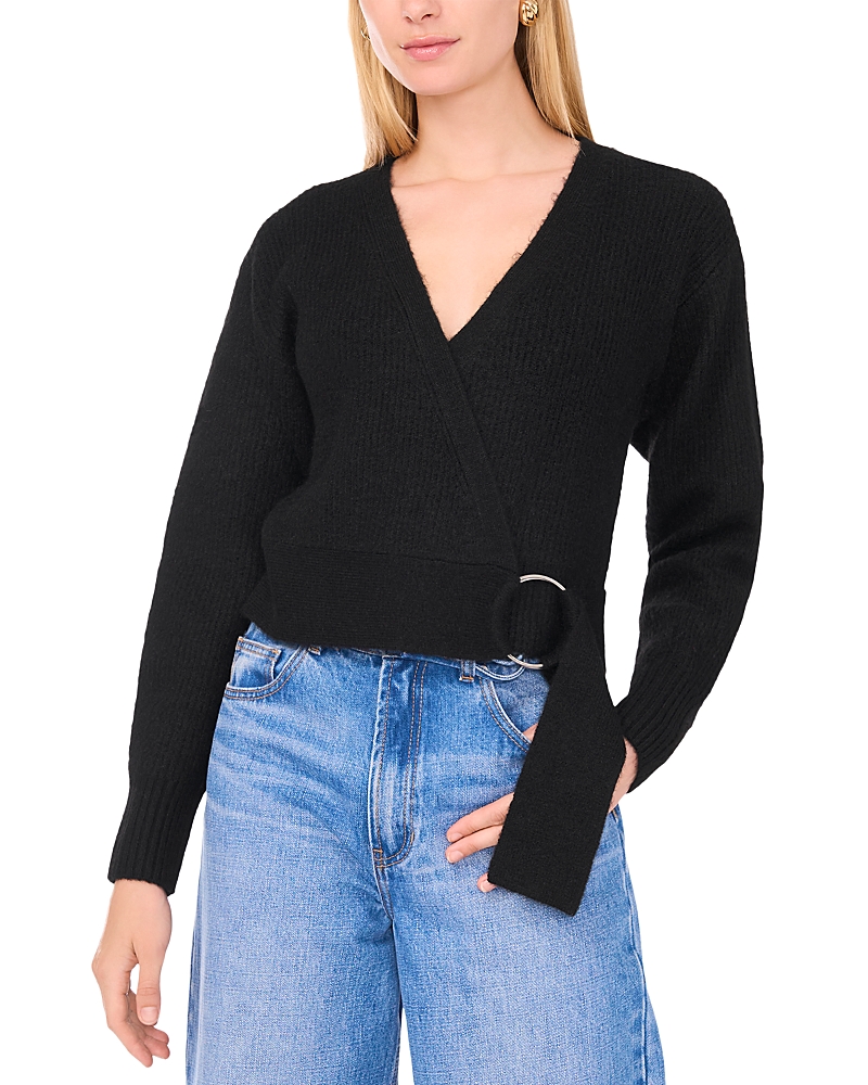 1.state Crossover Cropped Sweater In Rich Black