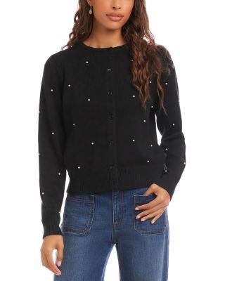 Faux Pearl Trim Cardigan