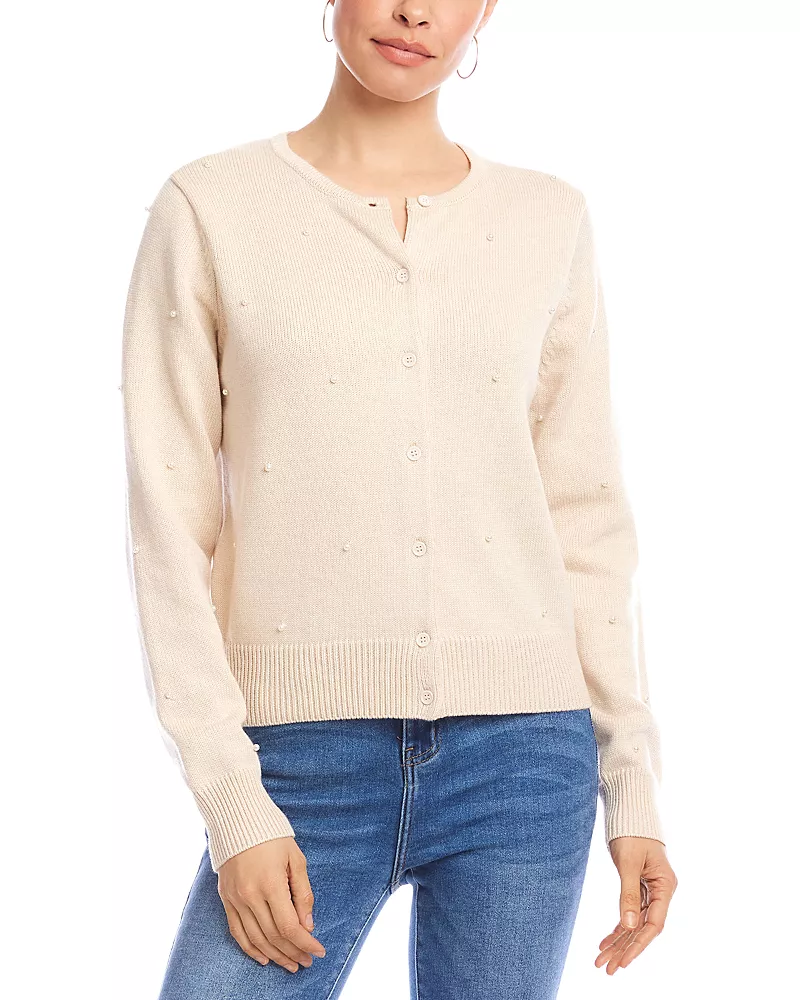 Karen Kane Faux Pearl Trim Cardigan