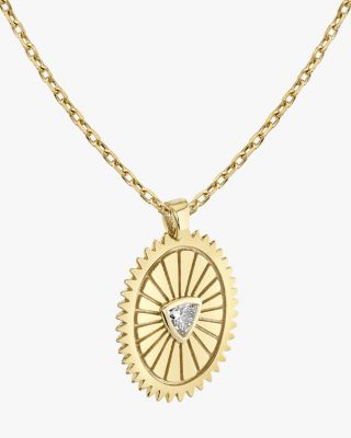 Inner Fire Medallion in 14K Yellow Gold, 0.11ctw Trillion Lab Grown Diamond, 16-18"