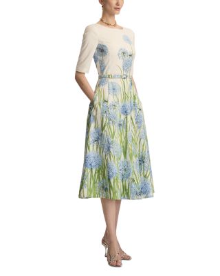 Alliums Print Belted Dress