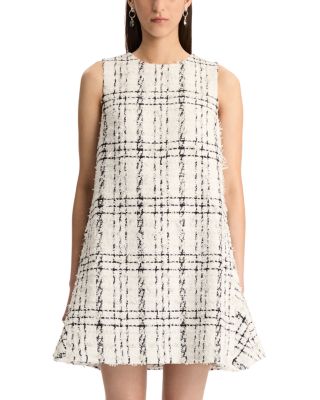 Plaid Eyelash Tweed Shift Dress