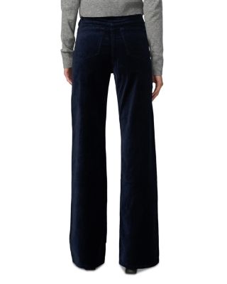 The Mia High Rise Wide Leg Velveteen Jeans in Maritime Blue