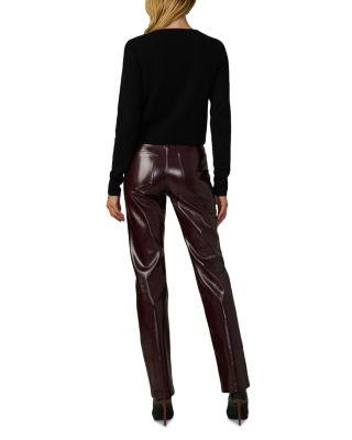 The Patent High Rise Faux Leather Jeans in Bordeaux