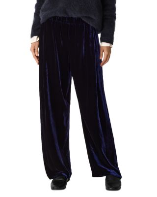 Velvet Straight Ankle Pleated Pants