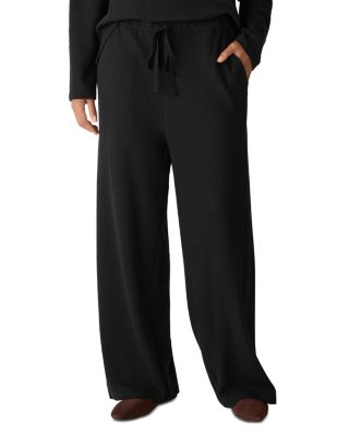 Waffle Double Knit Wide Ankle Pants with Drawstring