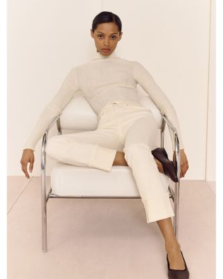 Mara Straight Mid Rise Instasculpt™ Ankle Jeans in Crema Cuffed