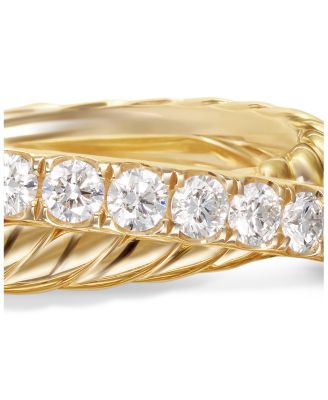 Crossover Two Row Ring in 18K Yellow Gold with Diamonds, 5mm