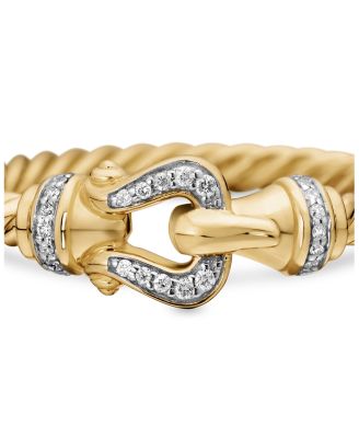 Petite Buckle Ring in 18K Yellow Gold with Diamonds