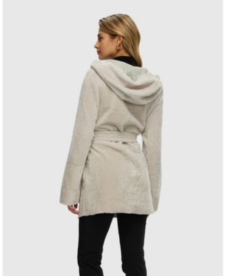 Reversible Shearling Zip Parka Coat