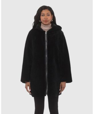 Reversible Textured Shearling Parka Coat