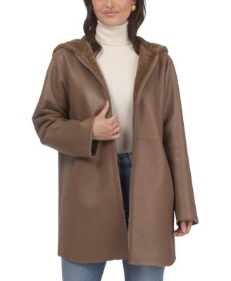 Reversible Textured Shearling Parka Coat