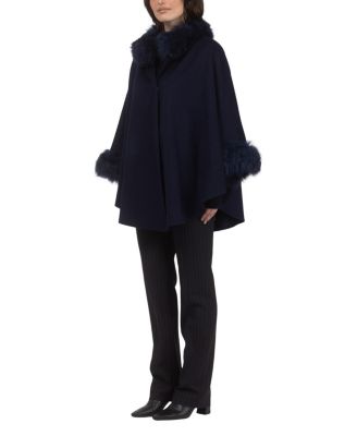 Cashmere & Wool Cape With Lamb Trim
