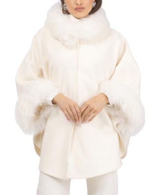 Gorski Select Wool & Lamb Cape In White