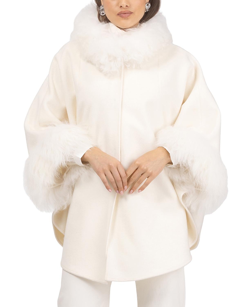 Gorski Select Wool & Lamb Cape In White