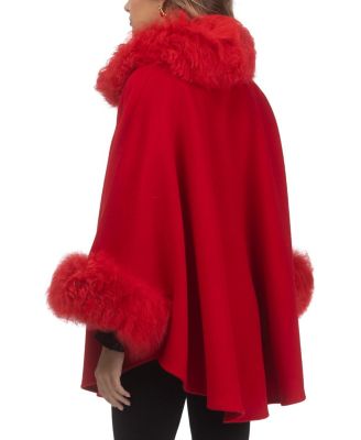 Cashmere & Wool Cape With Lamb Trim