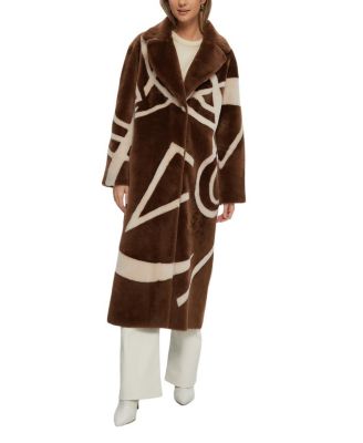 Merino Shearling Coat with Intarsia
