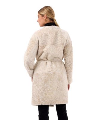 Reversible Collarless Shearling Coat