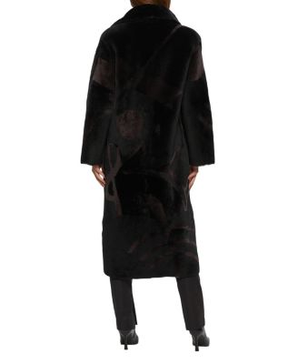 Merino Shearling Coat with Intarsia