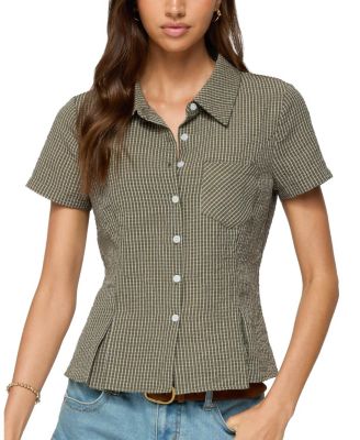  Alisa Plaid Tailored Button Up Shirt