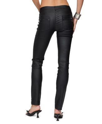 Kaede Faux Leather Skinny Black Wash Jeans