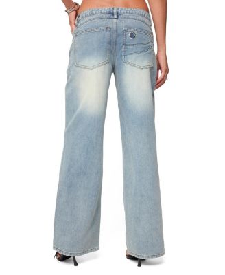  Celia Grommet Washed Low Rise Light Rinse Wash Jeans
