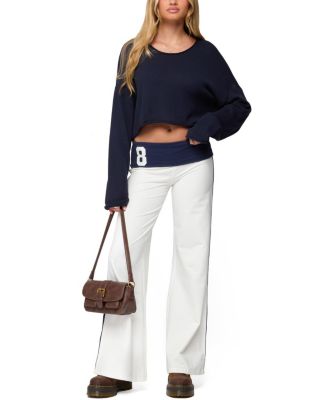  8 Contrast Fold Over Wide Leg Pants