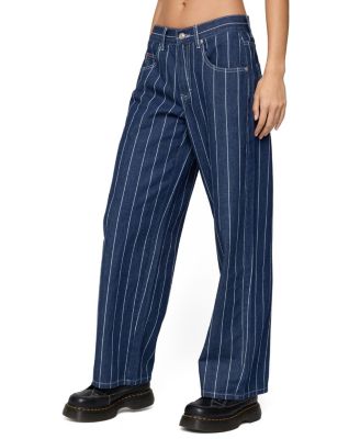  Kyler Pinstripe Low Rise Dark Rinse Wash Jeans