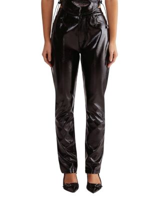 Distressed High Waisted Vinyl Pants
