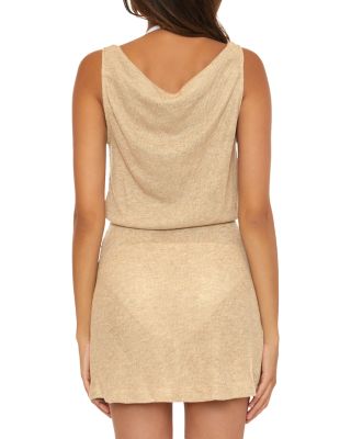 Gilded Cowl Neck Swim Cover-Up Dress