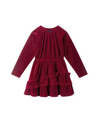  Girls' Velvet Asymmetrical Tiered Dress - Little Kid