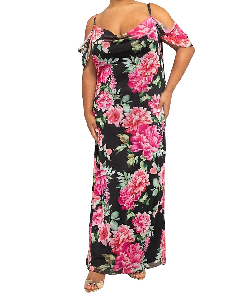 Fashion-szn Curve Floral Maxi Dress In Black