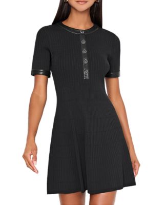 Faux Leather Trim Dress