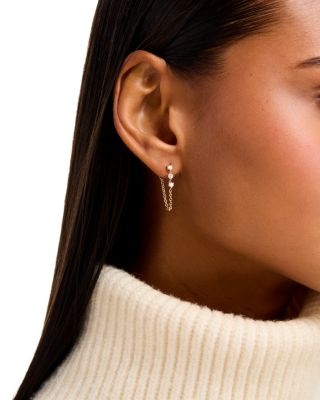 Diamond Chain Hoop Earrings in 14K Yellow Gold, 0.375 tcw