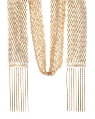 Fringe Chain Mesh Scarf Necklace, 40&amp;quot;