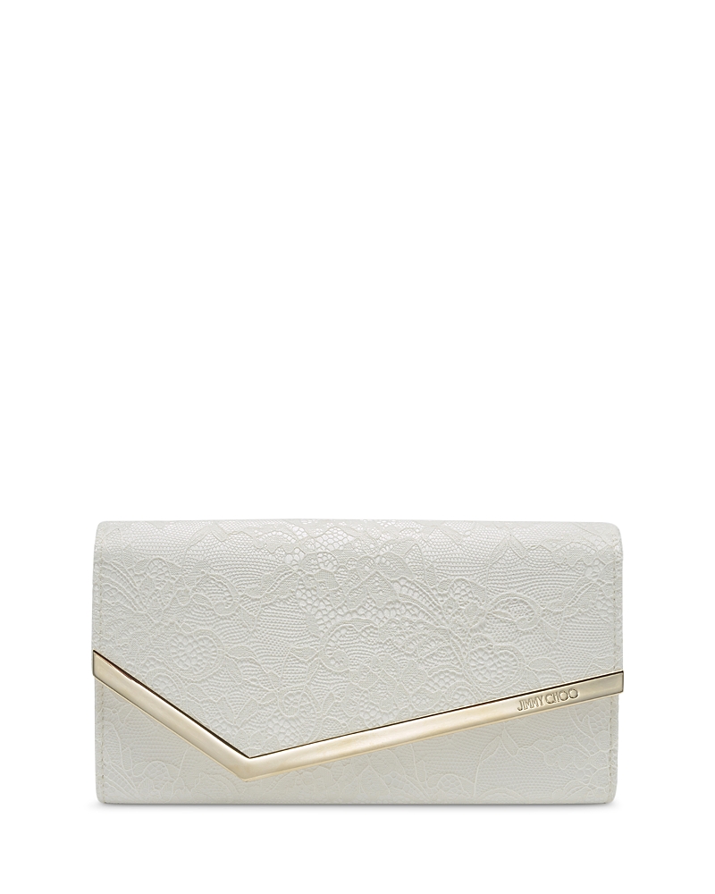 Jimmy Choo Emmie Lace Clutch In White