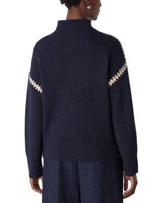 Blanket Stitch Wool Mix Knit Sweater