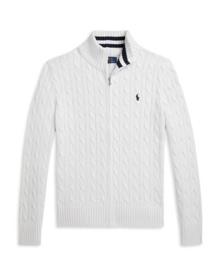 Boys' Cable Knit Cotton Full Zip Sweater - Big Kid, Little Kid